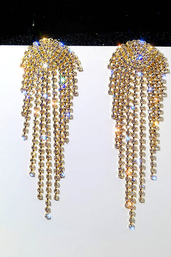 Gold Rhinestone Drop Earrings