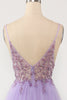 Load image into Gallery viewer, Purple Beaded Tulle Long Prom Dress