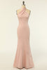 Load image into Gallery viewer, Mermaid Halter Blush Long Bridesmaid Dress with Backless