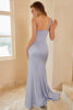 Load image into Gallery viewer, Grey Blue One Shoulder Bridesmaid Dress