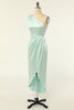 Load image into Gallery viewer, Sheath One Shoulder Sage Bridesmaid Dress