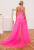 Load image into Gallery viewer, Hot Pink Detchable Train Formal Dress