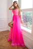 Load image into Gallery viewer, Fuchsia Detachable Train Sequin Formal Dress