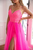 Load image into Gallery viewer, Fuchsia Detachable Train Sequin Formal Dress