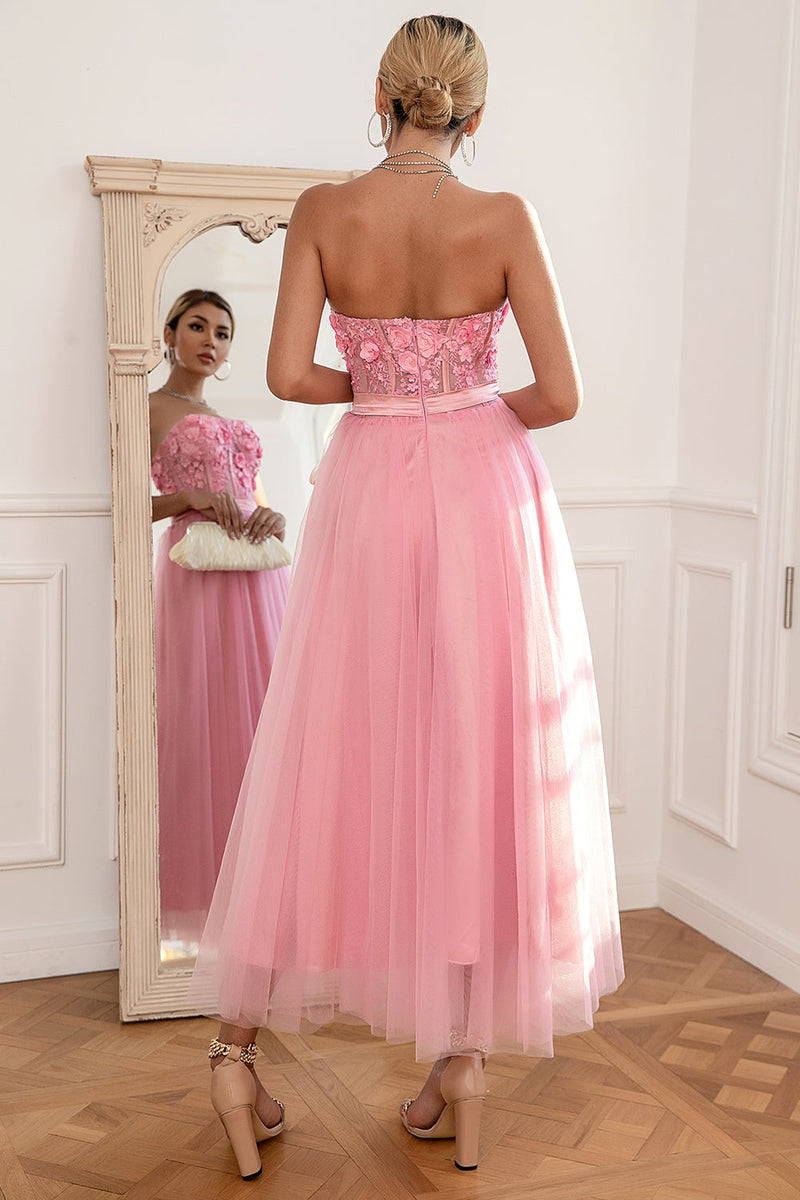 Load image into Gallery viewer, Gorgeous A Line Strapless Pink Formal Dress with Appliques