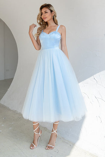 Sky Blue Tulle Cocktail Dress