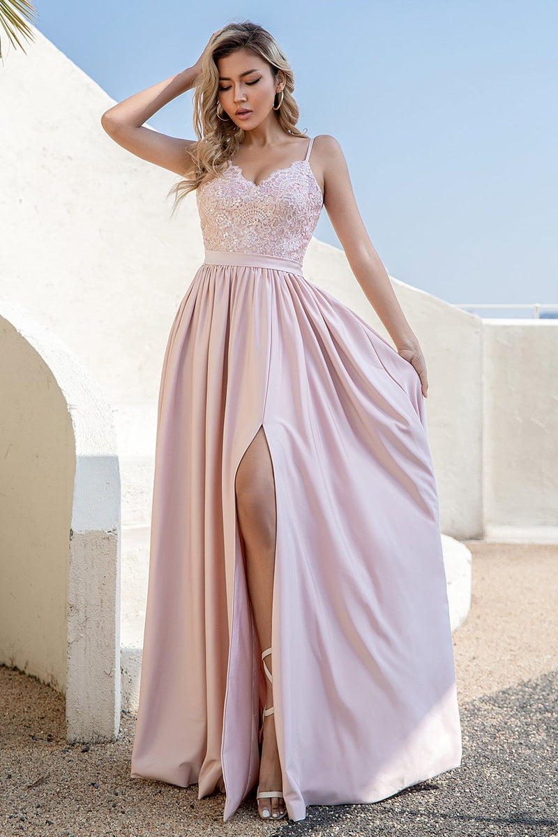 Load image into Gallery viewer, Blush Sequins Formal Dress with Slit