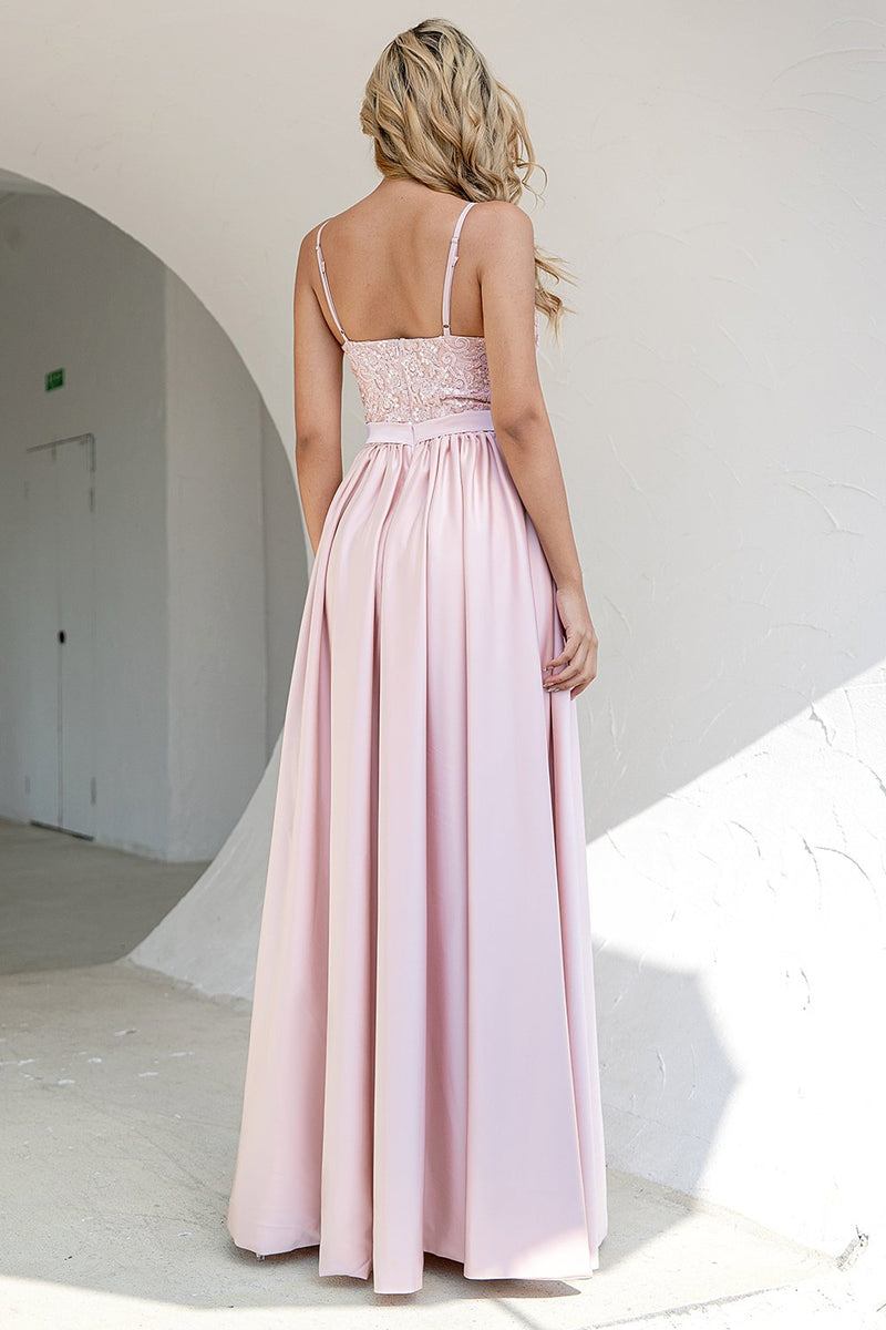 Load image into Gallery viewer, Blush Sequins Formal Dress with Slit