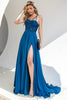 Load image into Gallery viewer, Blue Spaghetti Straps Formal Dress with Lace