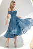 Load image into Gallery viewer, Princess A Line Off the Shoulder Grey Blue Formal Party Dress