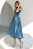 Load image into Gallery viewer, Princess A Line Off the Shoulder Grey Blue Formal Party Dress