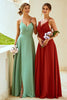 Load image into Gallery viewer, Light Green Long Bridesmaid Dress with Slit