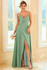 Load image into Gallery viewer, Light Green Long Bridesmaid Dress with Slit