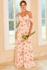 Load image into Gallery viewer, Print Blush Bridesmaid Dress with Ruffle