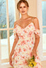 Load image into Gallery viewer, Print Blush Bridesmaid Dress with Ruffle