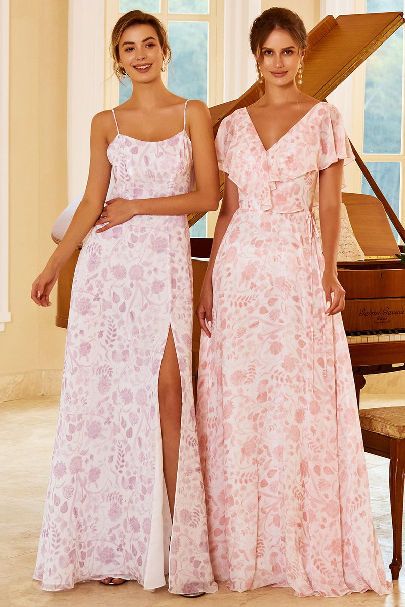 Load image into Gallery viewer, Blush Flower Print Bridesmaid Dress