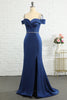 Load image into Gallery viewer, Mermaid Off the Shoulder Navy Bridesmaid Dress with Beading