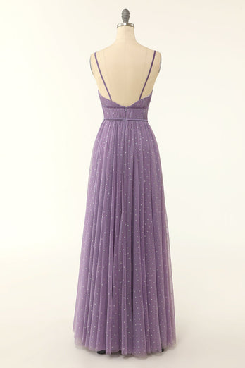 A Line Long Bridesmaid Dress with Ruffles