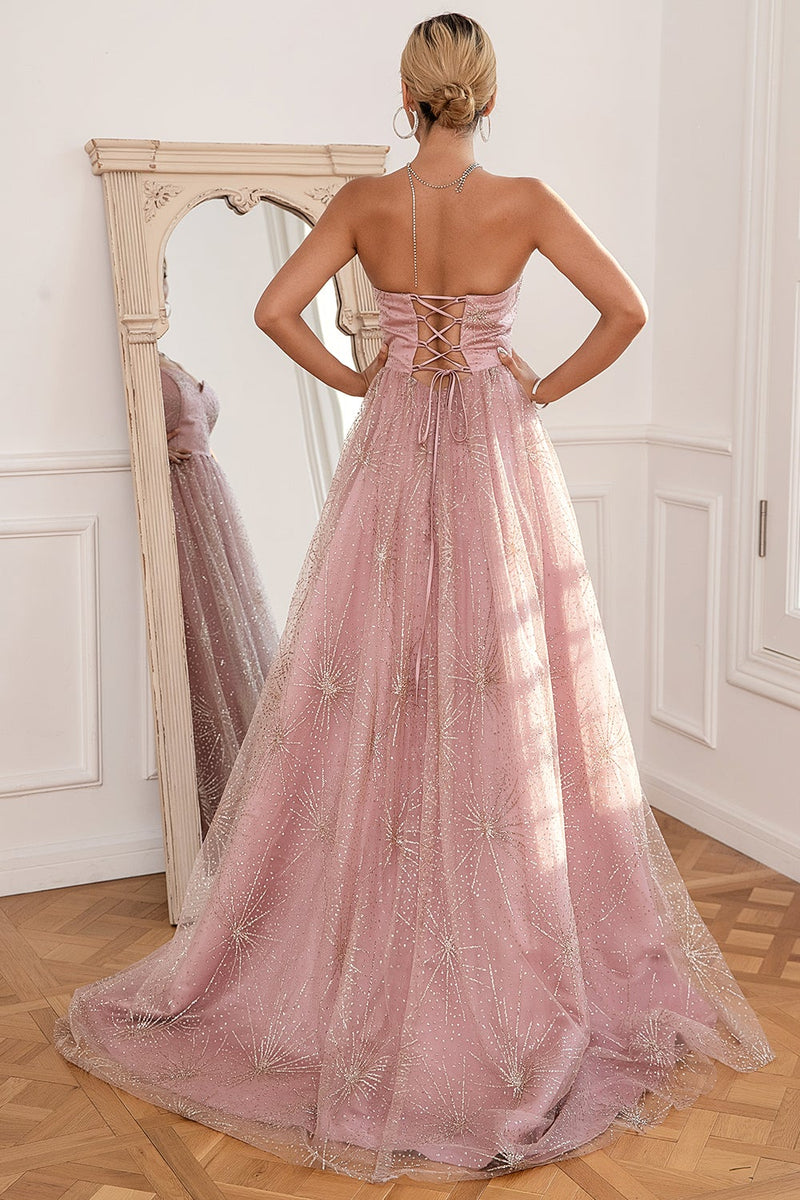 Load image into Gallery viewer, Glitter Blush Long Formal Dress with Slit