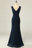 Load image into Gallery viewer, Navy Lace Sheath Mother Dress