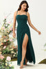 Load image into Gallery viewer, Dark Green Spaghetti Straps Wedding Guest Dress with Slit