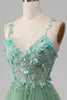 Load image into Gallery viewer, Sparkly Green A-Line Spaghetti Straps Corset Formal Dress With Appliques