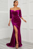 Load image into Gallery viewer, Mermaid Off the Shoulder Formal Dress with Split Front