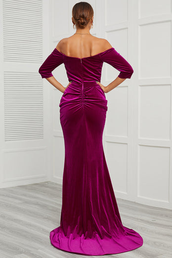 Mermaid Off the Shoulder Formal Dress with Split Front