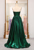 Load image into Gallery viewer, Sparkly Dark Green A Line Strapless Long Pleated Formal Dress