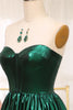 Load image into Gallery viewer, Sparkly Dark Green A Line Strapless Long Pleated Formal Dress