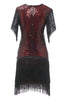 Load image into Gallery viewer, Black Red V Neck 1920s Party Dress