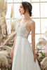 Load image into Gallery viewer, V neck Blackless Wedding Dress