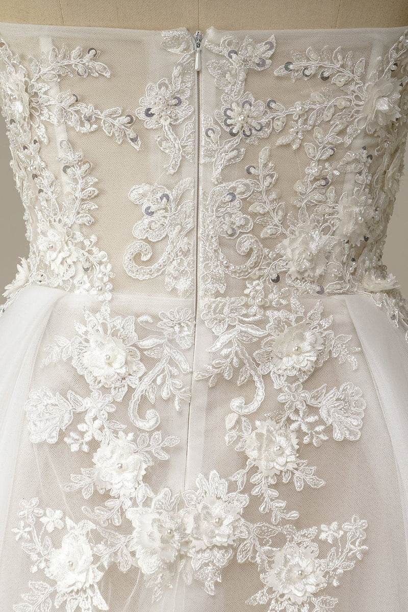 Load image into Gallery viewer, A Line Wedding Dress with Appliques