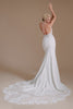 Load image into Gallery viewer, White Mermaid Halter Backless Sweep Train Wedding Dress with Lace