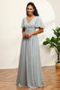 Load image into Gallery viewer, Grey V-Neck Chiffon A-Line Bridesmaid Dress