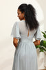 Load image into Gallery viewer, Grey V-Neck Chiffon A-Line Bridesmaid Dress