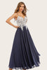 Load image into Gallery viewer, Dusty Blue Long Chiffon Formal Dress with Lace