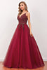 Load image into Gallery viewer, Burgundy Beaded Long Formal Dress