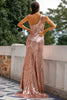 Load image into Gallery viewer, Sparkly One Shoulder Rose Gold Long Formal Dress with Slit