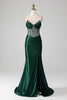 Load image into Gallery viewer, Mermaid Sweetheart Dark Green Corset Formal Dress with Split Front