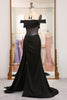Load image into Gallery viewer, Black Mermaid Off the Shoulder Long Corset Formal Dress With Slit