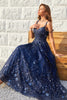 Load image into Gallery viewer, Spaghetti Straps Sequins Navy Long Formal Dress