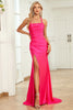 Load image into Gallery viewer, Halter Fuchsia Long Formal Dress with Slit