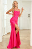 Load image into Gallery viewer, Halter Fuchsia Long Formal Dress with Slit