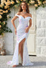 Load image into Gallery viewer, Off The Shoulder Sparkly White Long Fromal Dress with Slit