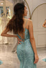 Load image into Gallery viewer, Green Mermaid Long Appliqued Formal Dress With Slit
