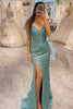 Load image into Gallery viewer, Green Mermaid Long Formal Dress With Slit