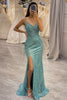 Load image into Gallery viewer, Green Mermaid Long Formal Dress With Slit