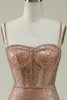 Load image into Gallery viewer, Sparkly Mermaid Spaghetti Straps Blush Corset Formal Dress