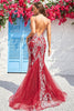 Load image into Gallery viewer, Sparkly Spaghetti Straps Mermaid Burgundy Long Formal Dress with Bronzing